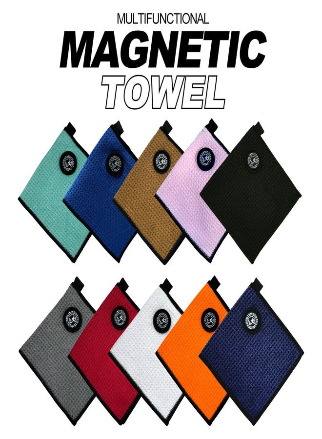 MAGOLFIN Small Magnetic Golf Towel with Clip, Microfiber Waffle Design - Industrial Strength Magnet for Glof Balls, Golf Bags, Carts Clubs - Navy Blue - Image 3